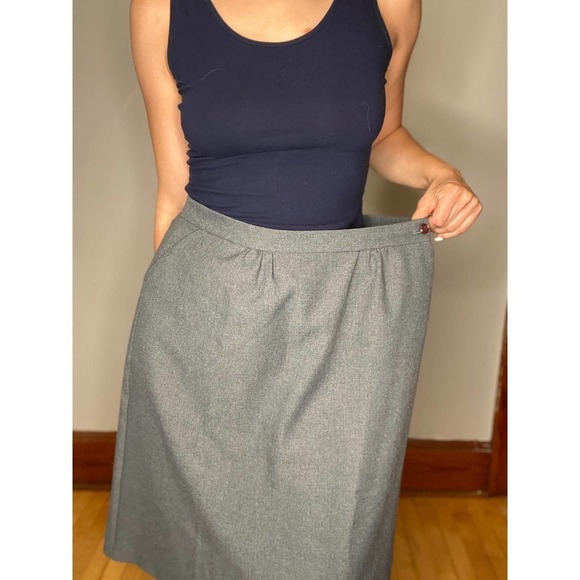 VINTAGE Retro Business Gray Pencil Skirt XL - Picture 4 of 4
